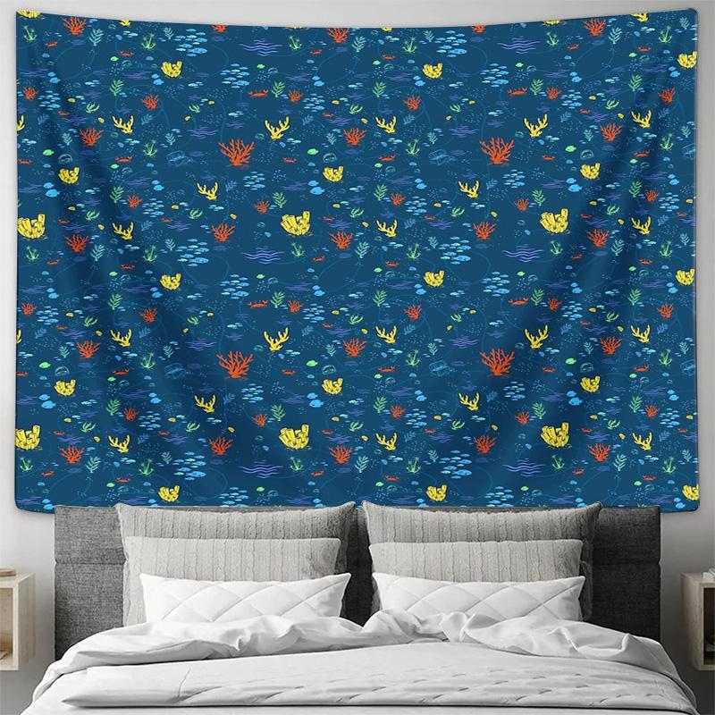 Ocean Wall Tapestry Sea Life Decor Beach Theme Backdrop Coastal Home Decor Room Hanging Art Tapestry Aesthetic Wall Hanging