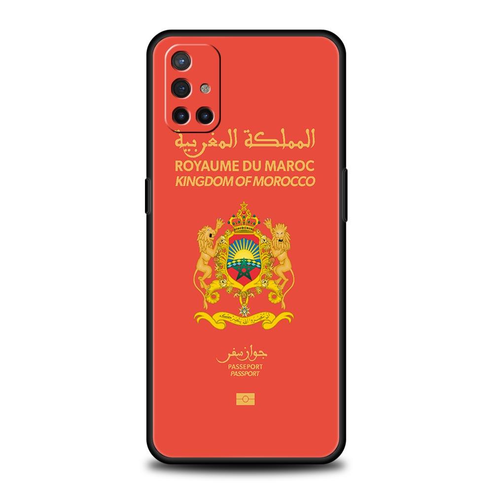 Morocco Flag Passport For OnePlus 10 Pro 9 8T 8 Nord N10 7 7T 9R Phone Case For 1+ Nord 2T CE 2 N100 N200 Z 5G Soft Black Cover