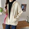 Women's Gray Sporty Oversized Hoodie - Thin Zipper Jacket for Spring & Autumn 2023
