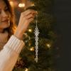 12pcs Transparent Snowflakes Ice Strip Pendants Xmas Tree Hanging Ornaments  Wedding Supplies