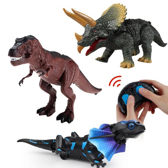 RC Dinosaur Toy Vivid Look Tyrannosaurus Rex Triceratop Model Simulated Walking Creative Early Education Smart Toy Infrared Remote Control Dinosaur