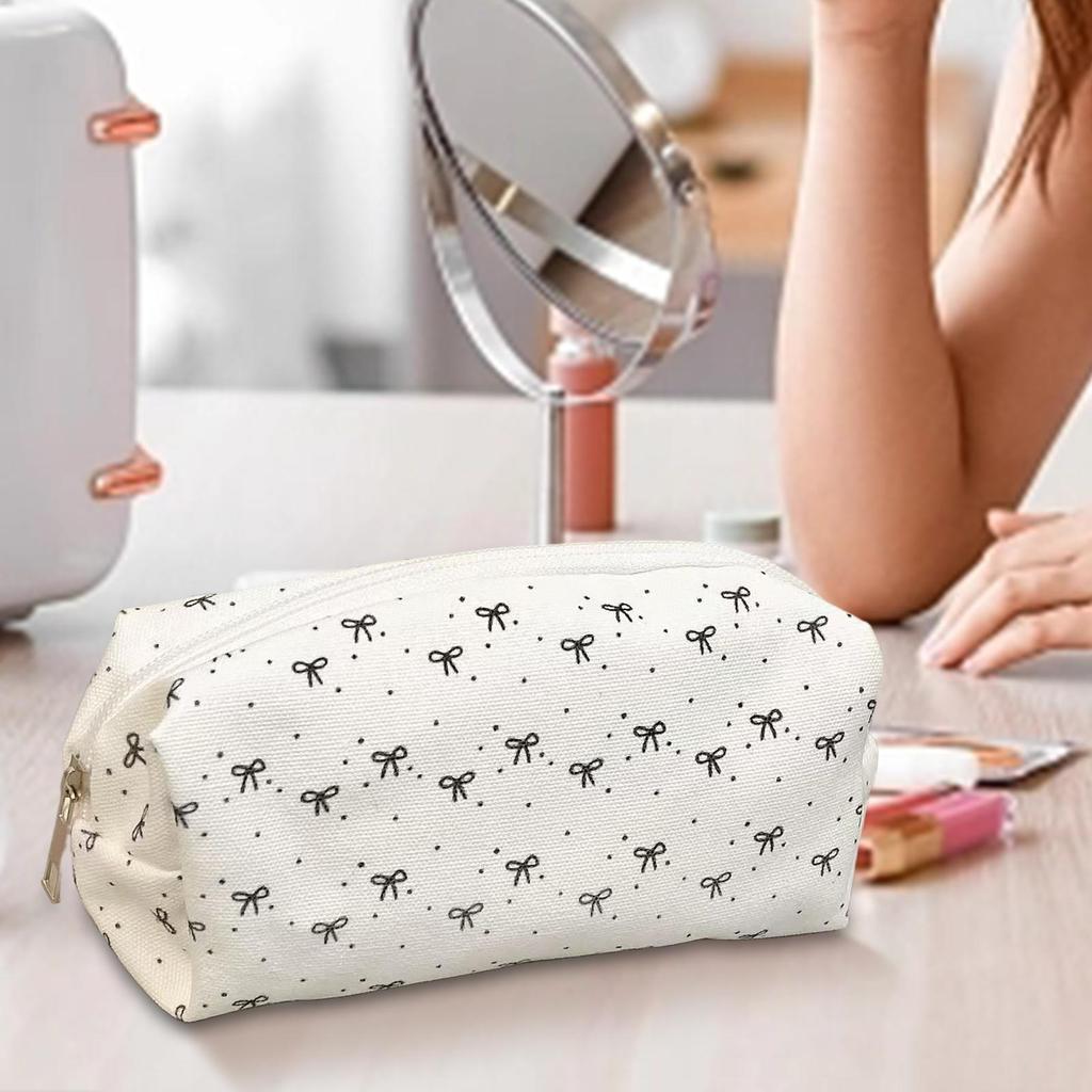 Black and white bow pencil case cute girl student cosmetic bag large capacity stationery storage bag School Organizer Supplies