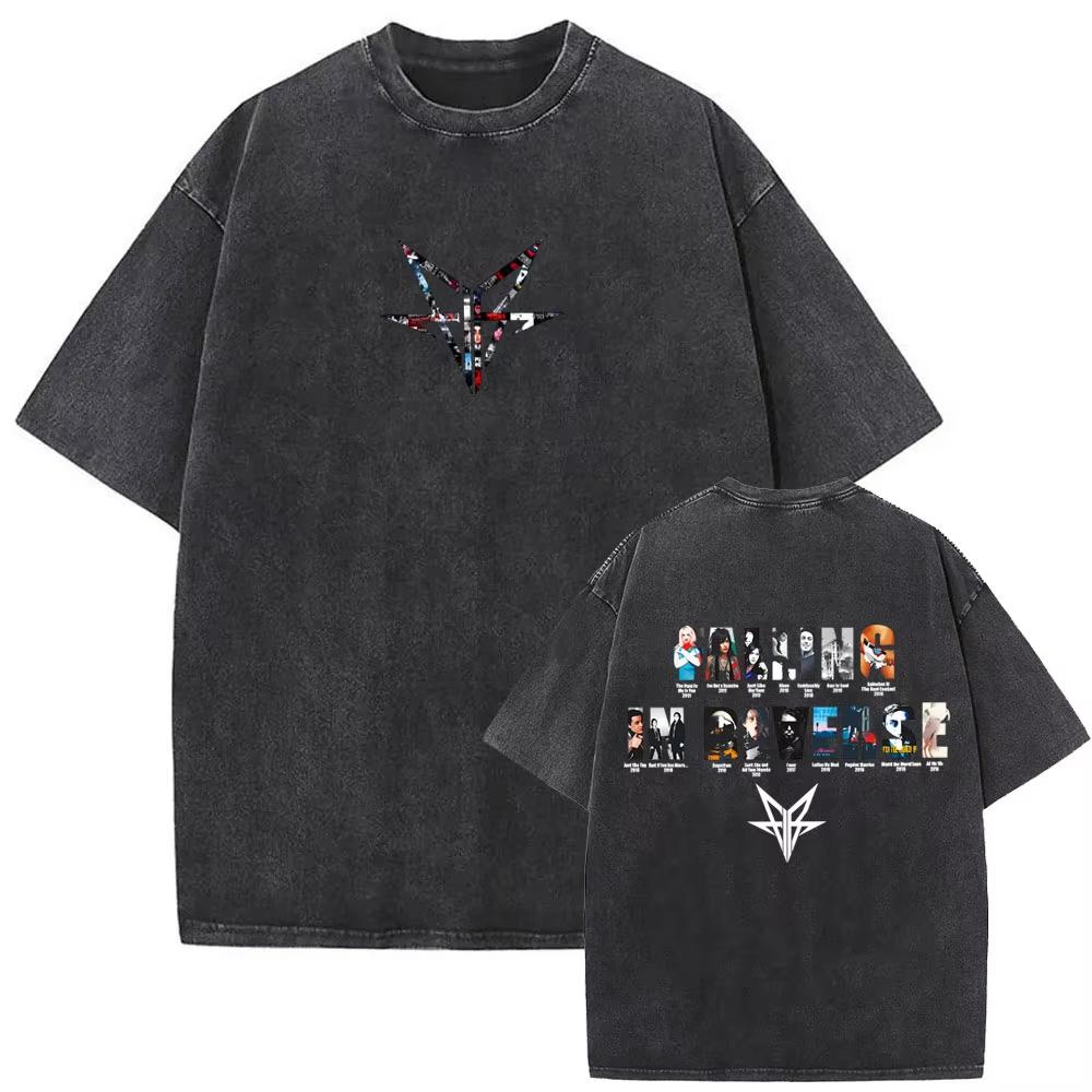 New Hot Sale Rock Band Falling in Reverse Music Album Cover Washed T-Shirt Men Women Punk Streetwear Oversized Tshirt