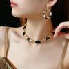Drip Twisted Geometric Earrings Necklace Set, Vintage Premium Light Luxury Accessories Gift