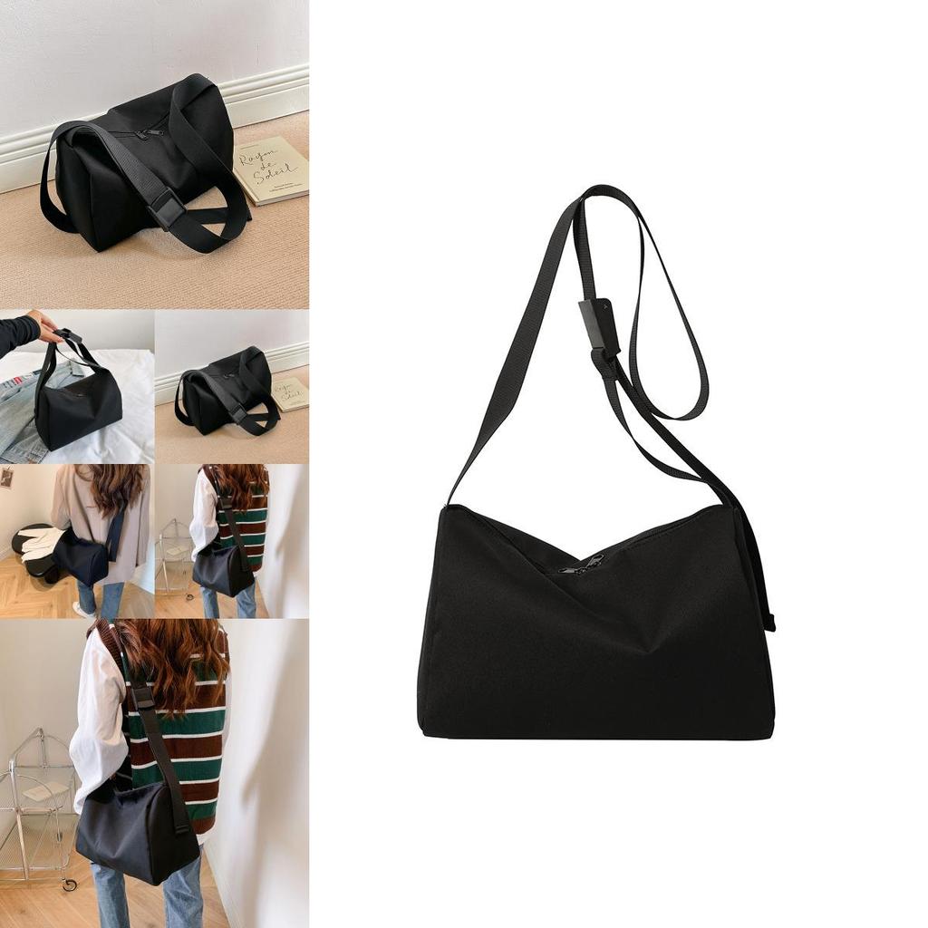 Vintage Casual Black Canvas Tote Bag For Women Stylish Shoulder Crossbody Trendy Design