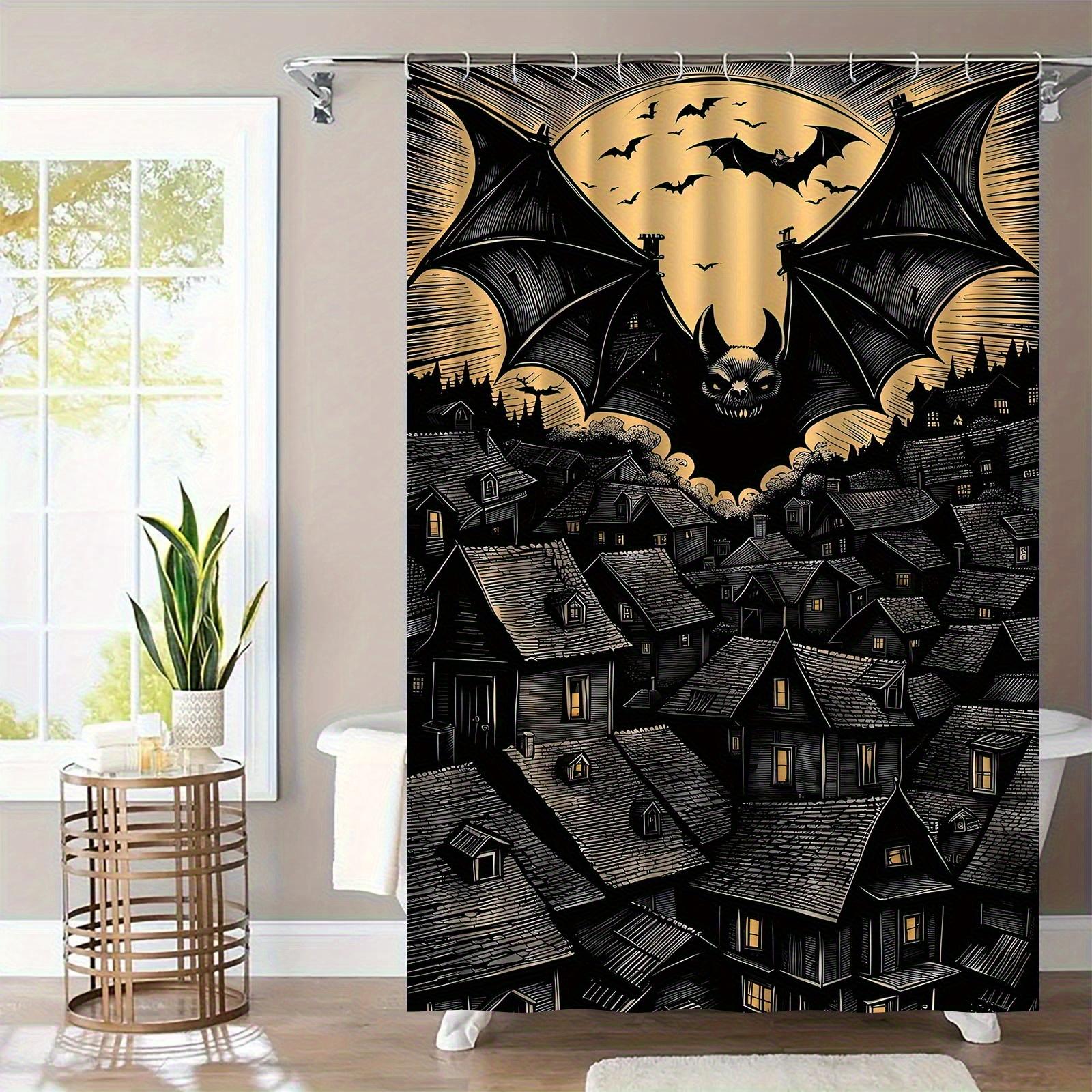 

1Pc, Simple, Bat Pattern Shower Curtain- Elegant Natural Design For Every Scene Including 12 Hooks, Polyester Fabric For Easy W60H190(CM)-1 Pcs