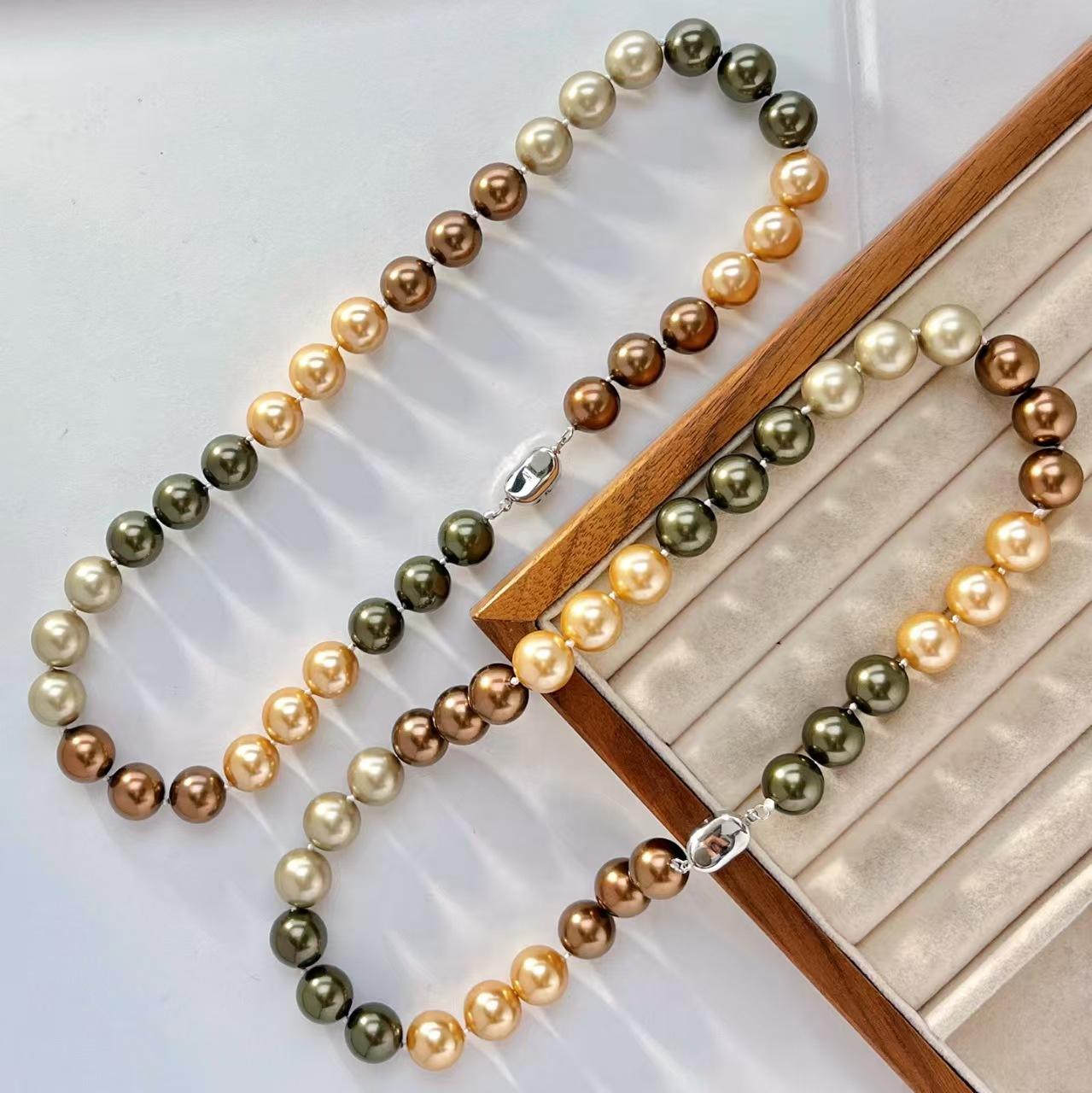 12Mm Large Granular Maillard Highlight Artificial Crystal Pearl Sweater Chain Collarbone Chain Sweater Chain