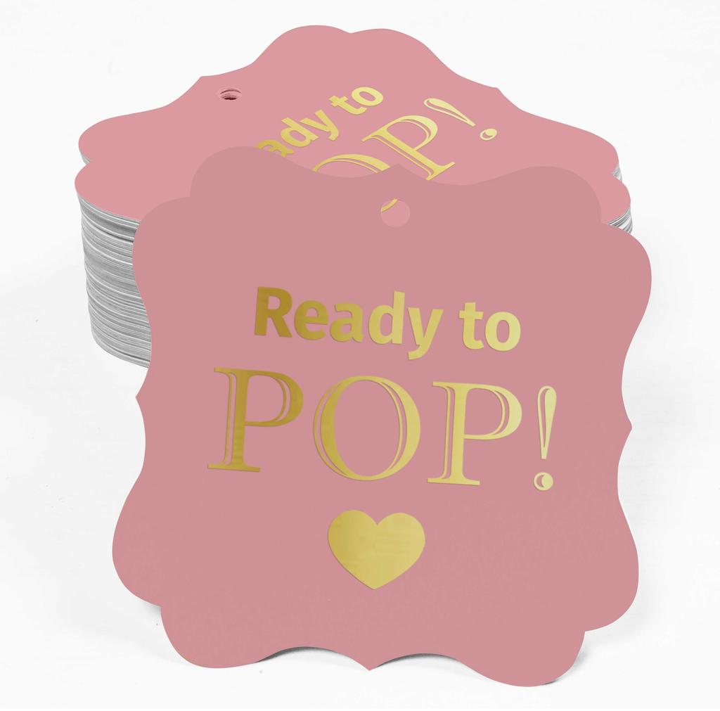 Inkdotpot Real Gold Foil Ready To Pop Baby Shower Tags Favor Bracket Shape Hang Pack Of 100 Paper