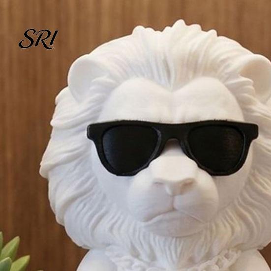 Desktop Stress Relief Toy 3D Printed Lion Figurine Funny Cool Statue with Sunglasses Collectible Ornament for Home Office Executive Desk Decor