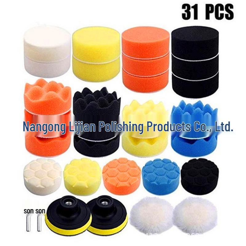 Car Detailing Sponge Polishing Wheel Set - Flat & Wave Sanding Discs