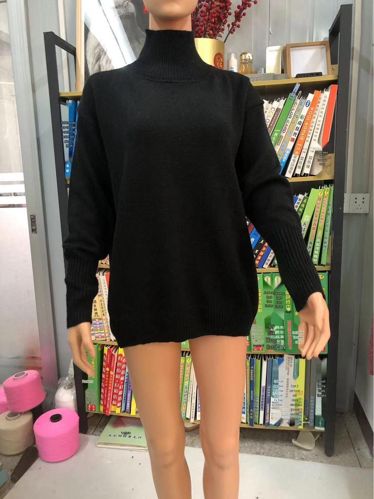 2023 Trendy Women's High Neck Loose Sweater - European & American Style for Autumn/Winter Parties