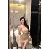 One-word Shoulder Hollow Lace Sleeveless Hip Dress with Chest Pad, Pure Desire, Sexy Temperament, Pleated and Thin Knitted Skirt