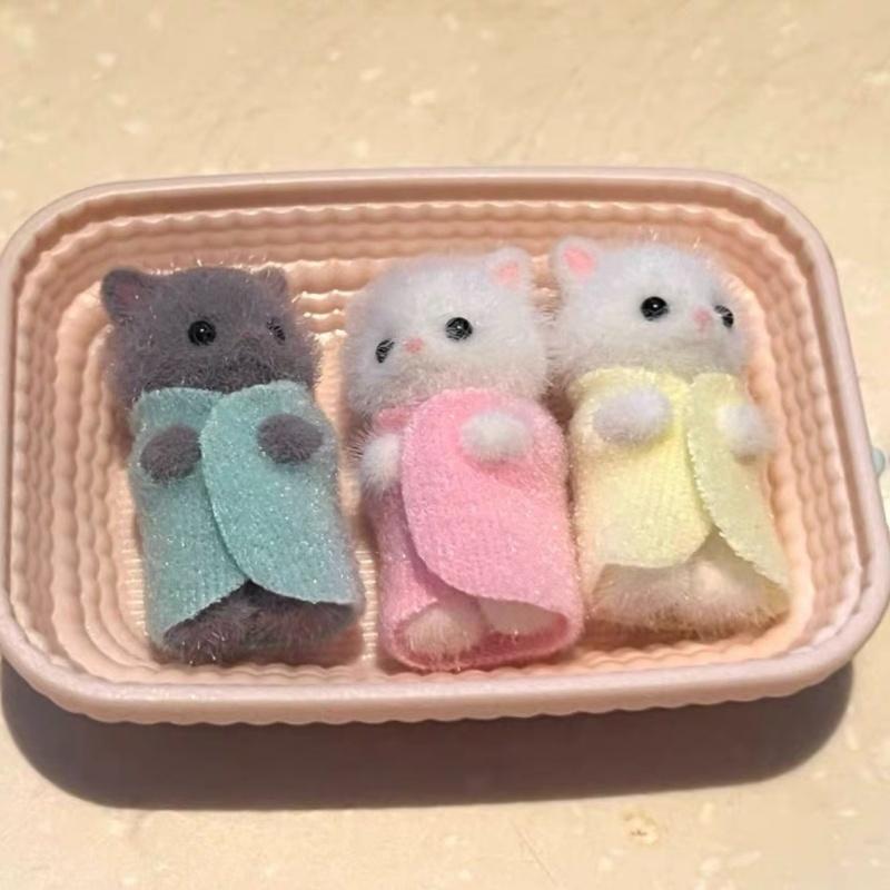Sylvanian Families Authentic Ternurines Persian Cat Triplets Girl Child Toy Silvania Familiy Kitchen Set Kids Toys for Girls