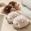 Cotton slippers women wear cartoon hedgehog home non-slip flat bottom autumn and winter warm plush slippers women cotton drag