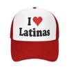 I Love Latinas Trucker Hat Adjustable Mesh Baseball Cap Casual Polyester Summer Sports Style