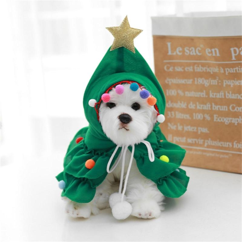 Cat Cloak Cape Christmas Tree for Small Medium Girl Dogs, Cat Wedding Costume Adjustable Cloak Cape