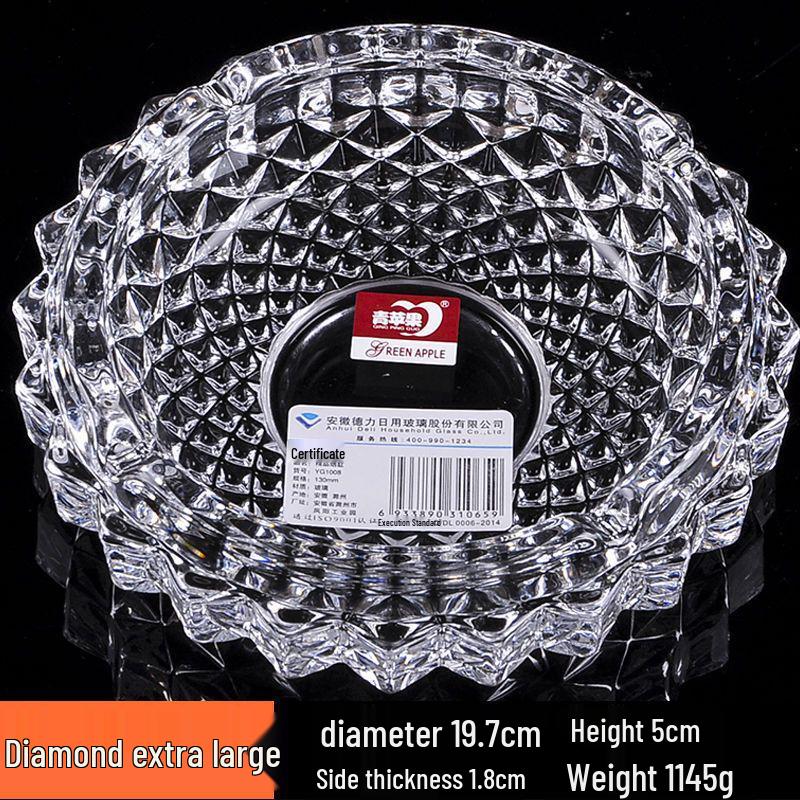 Premium Anti-Fly Ash Crystal Glass Ashtray for Stylish Living Rooms
