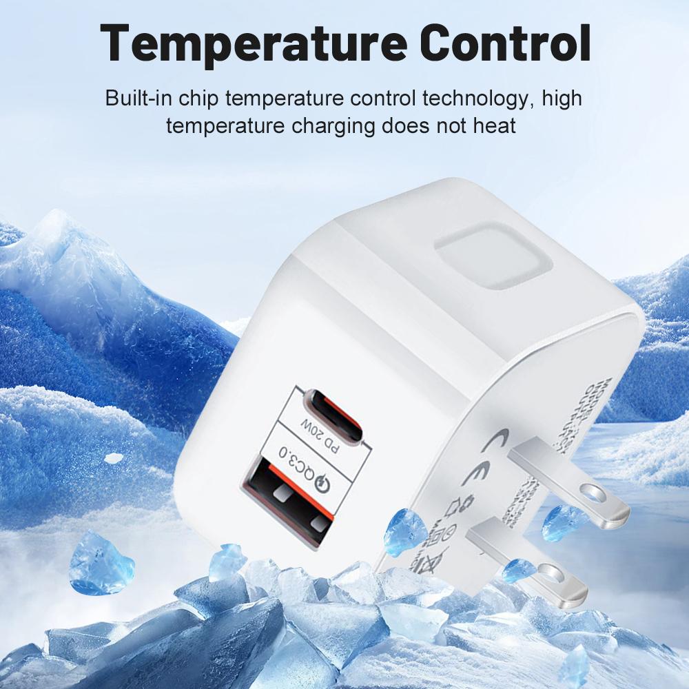 EU US UK 20W Dual Ports Type C USB C PD Wall Charger Fast Quick Charging Power Adapters For 11 12 13 14 15 Samsung