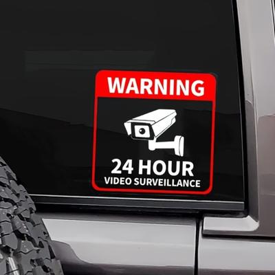 24h Video Surveillance Car Stickers CCTV Camera Warning Safety Vinyl Decals Window Windshield Body Bumper Auto Accessories