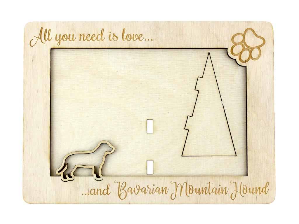 Bavarian Mountain Hound – Photo frame, engraved wooden frame | Art-Dog