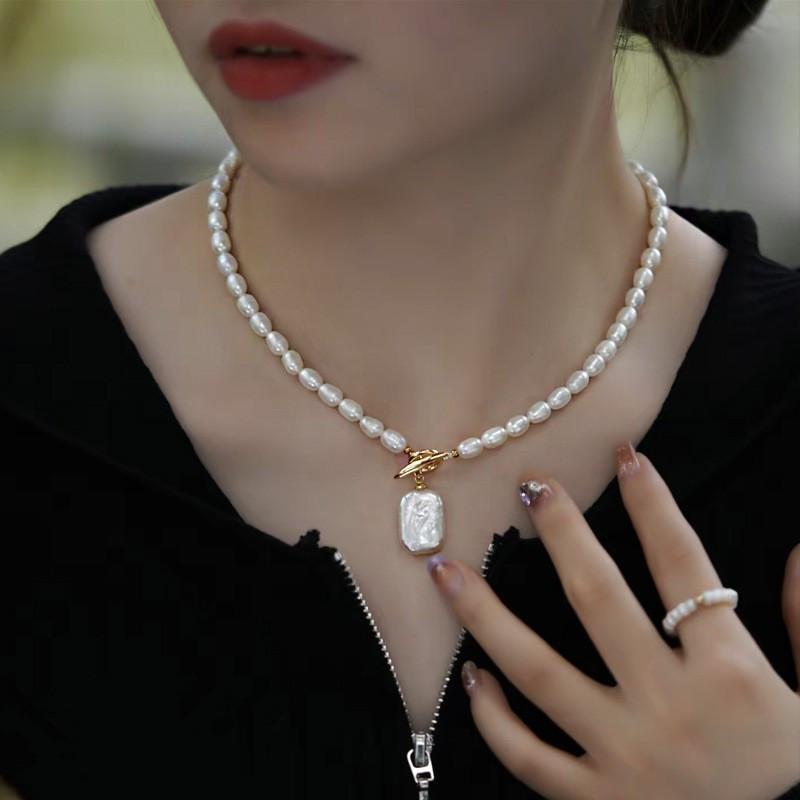 100% Натуральный Пресноводный Жемчуг Позолоченное 14K Золотом Женское Подвеска Ожерелье Для Женщин Подарки на День Рождения Новый Стиль 2024