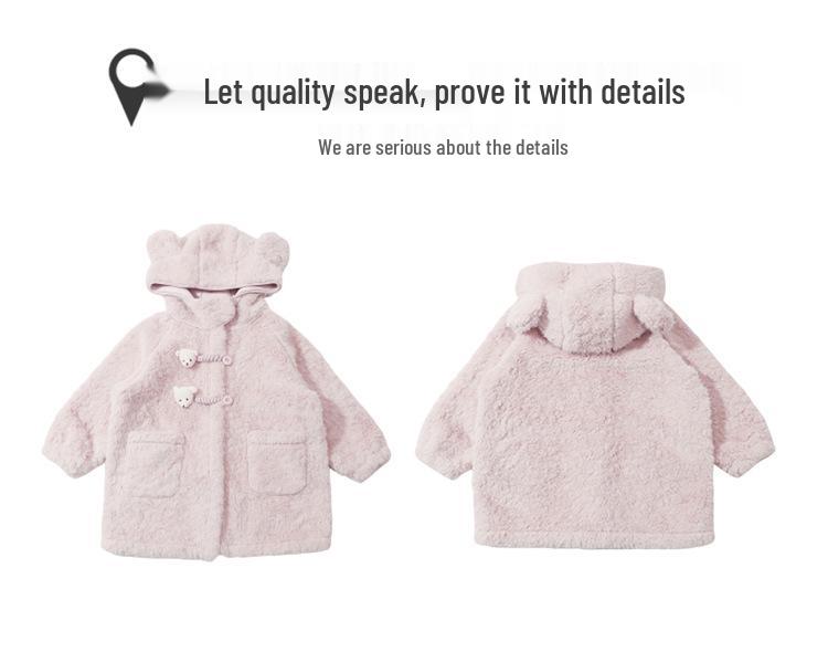 2025 Girls' Fleece-lined Lambswool Coat - Stylish Autumn/Winter Sweater for Kids