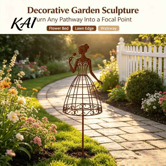 Elegante weibliche Silhouette Pflanzenstütze Vintage Dame Gartengitter Rankhilfe, Rustikales Metall für Kletterpflanzen Botanische Dekoration Außenbereiche Ranken Und Blumen,