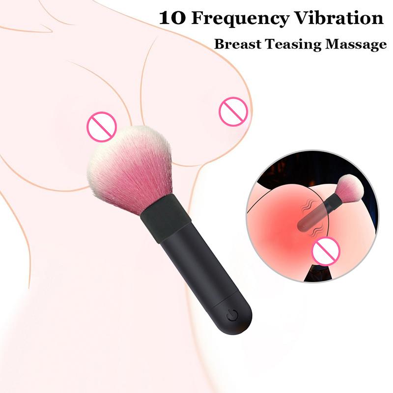 Women G-Spot Clitoral Bullet Vibrator with Makeup Brush Magic Wand Massage Stick Dildo Nipple Stimulator Adult Female Sex Toy