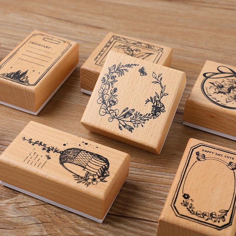 Huano Time Series Wooden Forest Secret Realm Stamps Fresh Literary Handbook DIY Decoration Material Stamps Assorted Stamp
