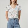 New Summer Women's Pullover Short-sleeved T-shirt V-neck Cat Pattern Top Soft Texture Comfortable Breathable Personality