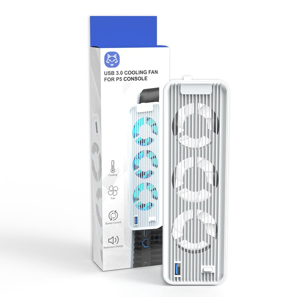 Cooling Fan LED Light Game Console Cooling Fan Quiet Cooler Fan 5500RPM with 3 Fans for Playstation 5 Disc&Digital Edition