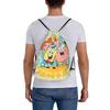 Custom S-Sponges Anime Bobes Drawstring Backpack Women Men Sport Gym Sackpack Portable Cartoon Shopping Bag Sack