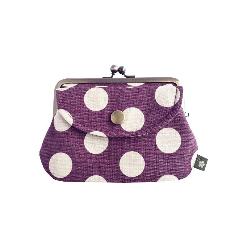 

[Konohana] Retro parent and child purse pouch wallet cotton linen canvas Kyoto made in Japan (cotton linen) (polka dot purple)