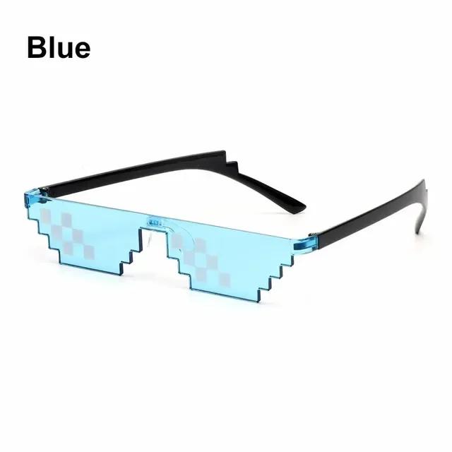 Cool Fashion Unisex Punk Sunglasses Square Individuality Mosaic Sunglasses Code Pixel Glasses for Women Men Amagi