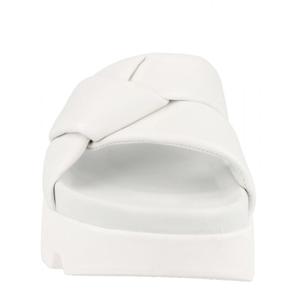 Salvatore Ferragamo Air Lug Leather Slides White