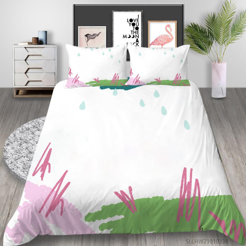 Simple Wind Quilt Cover Pillowcase Two Or Three-Piece Set Painted Series Digital Printing Polyester