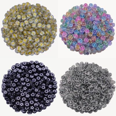 80Pcs 7mm Moon Star Heart Loose Beads DIY Crafts for Jewelry Making Necklace Bracelet Making