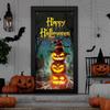 Door Cover Fabric Pumpkin Wearing Witch Hat Door Decoration for Halloween Party Decoration Front Porch Outdoor Window Wall Decor