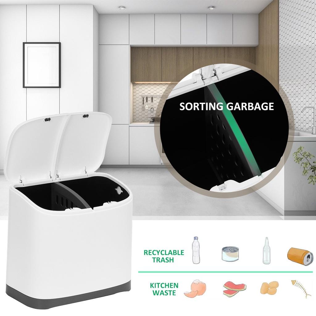 20L/Plastikowy Kosz na Śmieci Kuchenny Narożny Kosz do Recyklingu Otwierany Naciskiem Nowy Pojemnik na Śmieci 40LWygodny Sortownik Śmieci z Kółkami