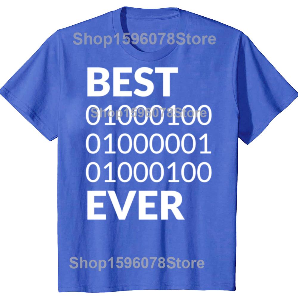 Best Dad Ever Binary Code Programmer Coder Fathers Day T Shirts Gifts Mens Clothing Fashion Casual Loose Oversized T Shirt