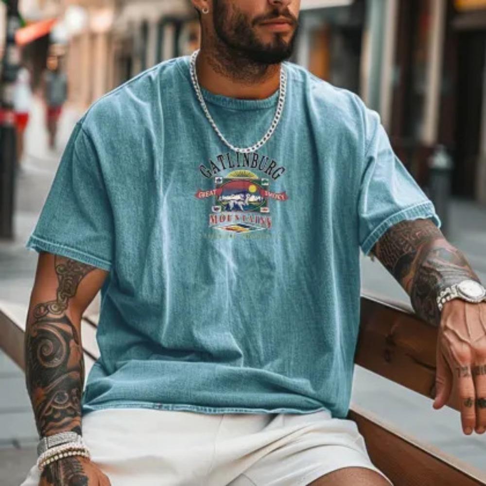Men's Casual 3D Printed T Shirt Summer Short Sleeve Loose Fit Tees