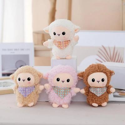 Cute Plush Bib Sheep Keychain Adorable Stuffed Sheep Pendant for School Bag Ornament Teen Girls Gift