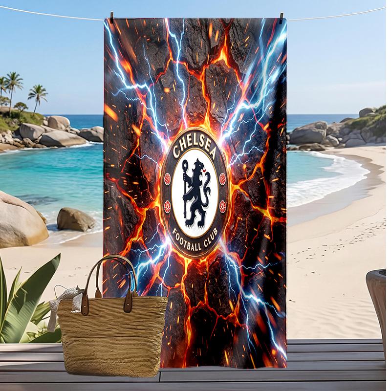 Chelsea FC Printed Beach Towel Quick Dry Soft TowelPortable Large Rectangular Beach Blanket for Travel Swimming Pool