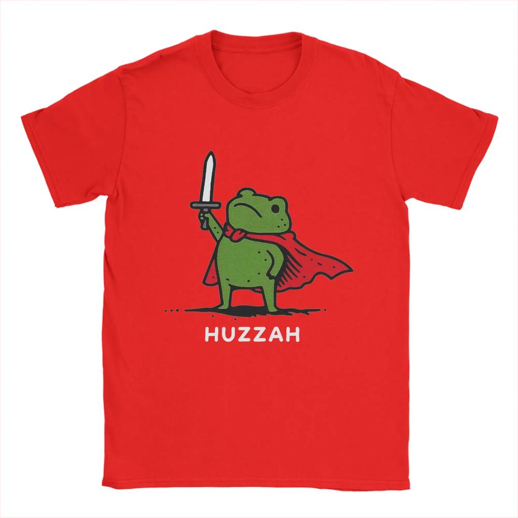 Huzzah Frog Knight Funny Sword Meme Quote Cotton T Shirt Unisex Summer Streetwear T Shirts Oneck Leisure Tee Shirt Oversized Tops