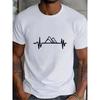 European Sizes Heartbeat Mountain Graphic Tee for Men | Perfect Summer Casual Wear | Great Gift for Father's Day Company Team-Building Events