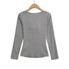 Women's Sexy Slim-Fit Low-Cut Long Sleeve T-Shirt: Spicy & Chic Solid Color Base Layer