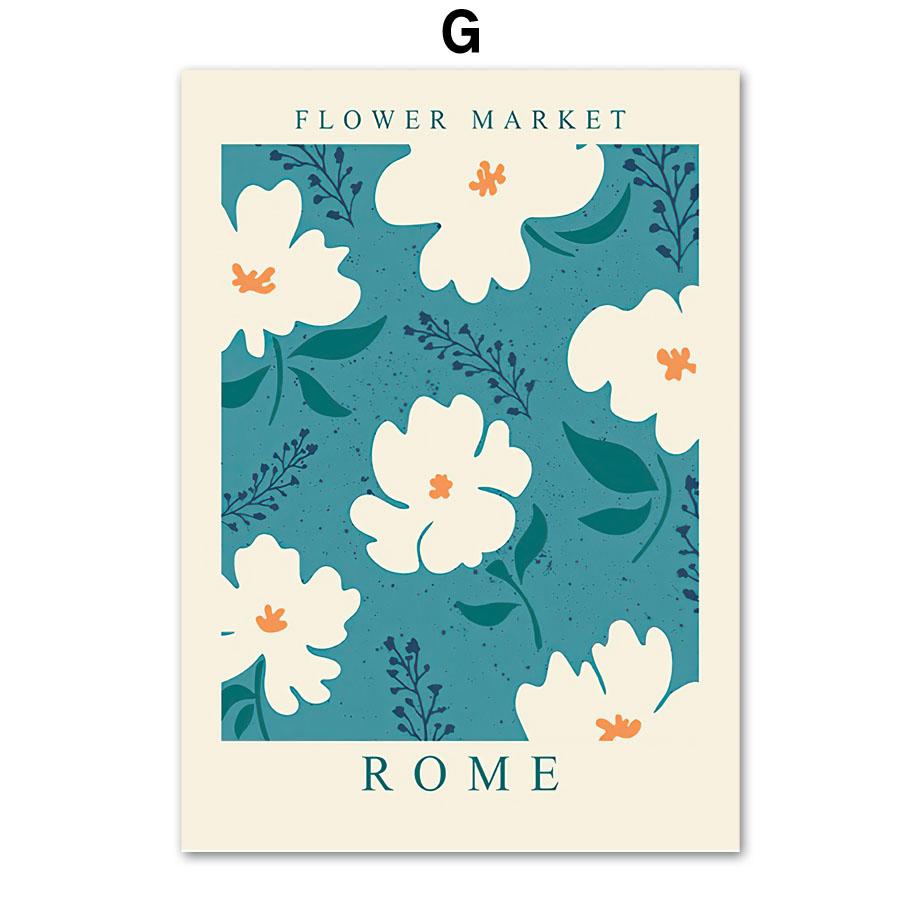 Flower Market Poster Paris London New York Botanical Floral Drawing Wall Art Print Canvas Painting Modern Living Room Home Decor