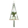 Wall Hanging Corner Shelf Bohemia Handmade Cotton Rope 1/2 Tier Triangle Storage Shelf Farmhouse Rustic Wood Potted Plants Planter Craft Display Rack
