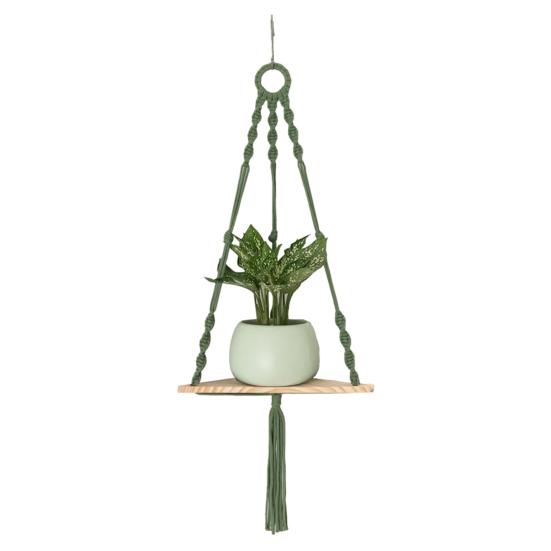 Wall Hanging Corner Shelf Bohemia Handmade Cotton Rope 1/2 Tier Triangle Storage Shelf Farmhouse Rustic Wood Potted Plants Planter Craft Display Rack