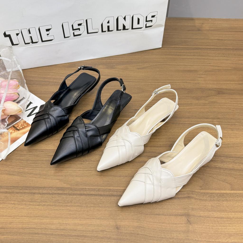Quack Good To Wear Bag Head Sandals Women's Thin Heels 2025 Summer New 3 Cm Small Heel Pointed Middle Heel Women's Shoes
